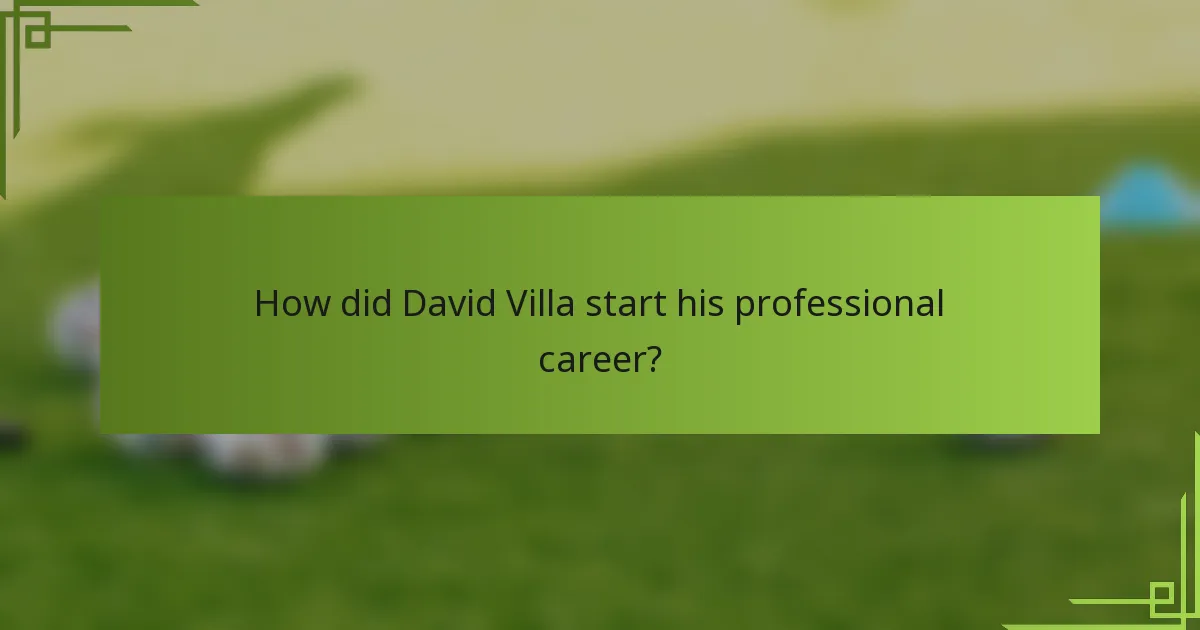 How did David Villa start his professional career?